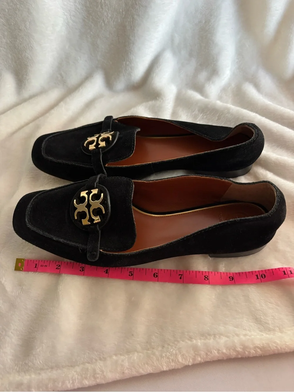 Tory Burch Miller Suede Metal Loafers Size 9.5M Black